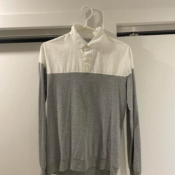 Zara - Dress Shirt/Sweater (White/Gray) - Picture 1 of 2